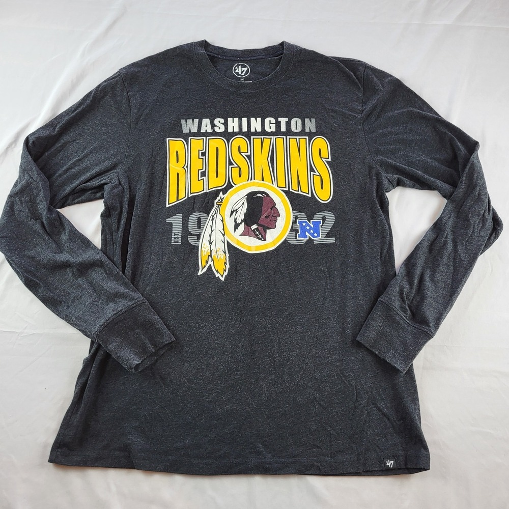 Washington Redskins Shirt Black Long Sleeve T Shirt '47 Large